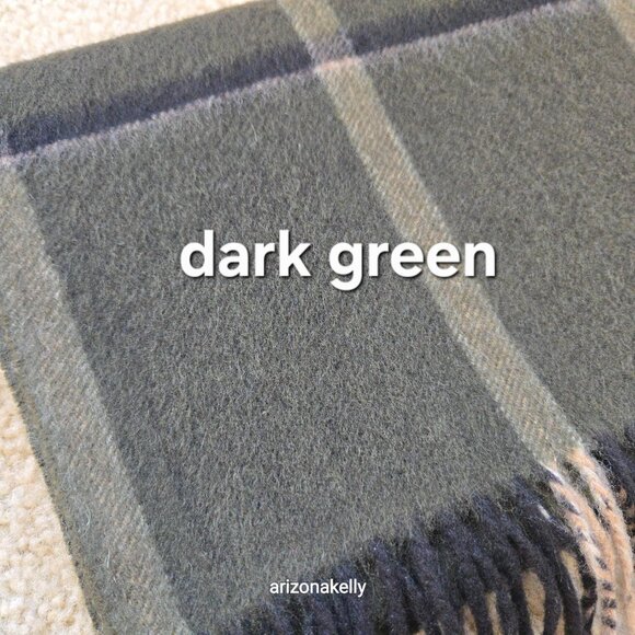 NWOT Cashmere Scarf Dark Green Plaid - Picture 2 of 13